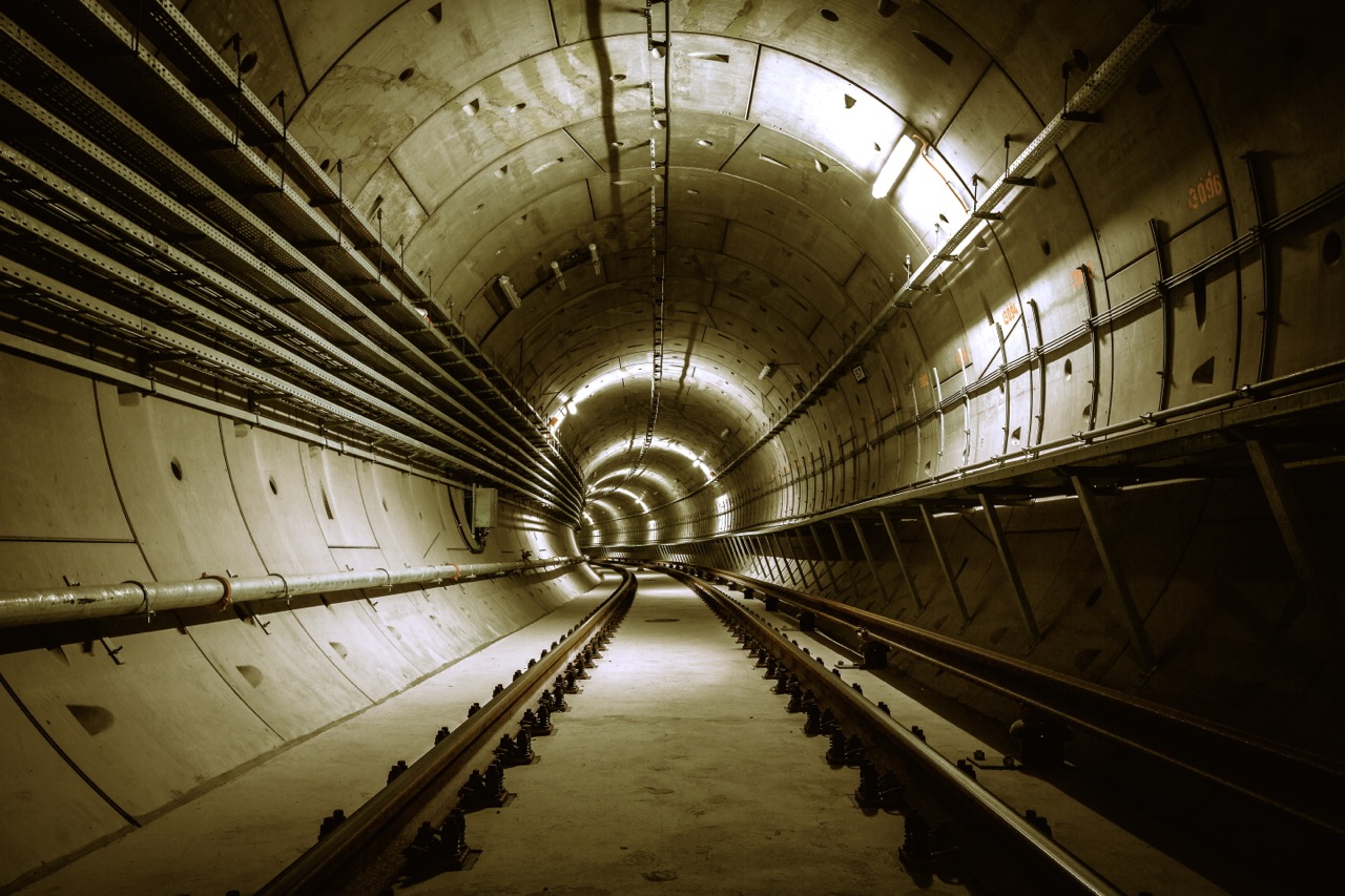 underground metro facility, a long tunnel under the earth
